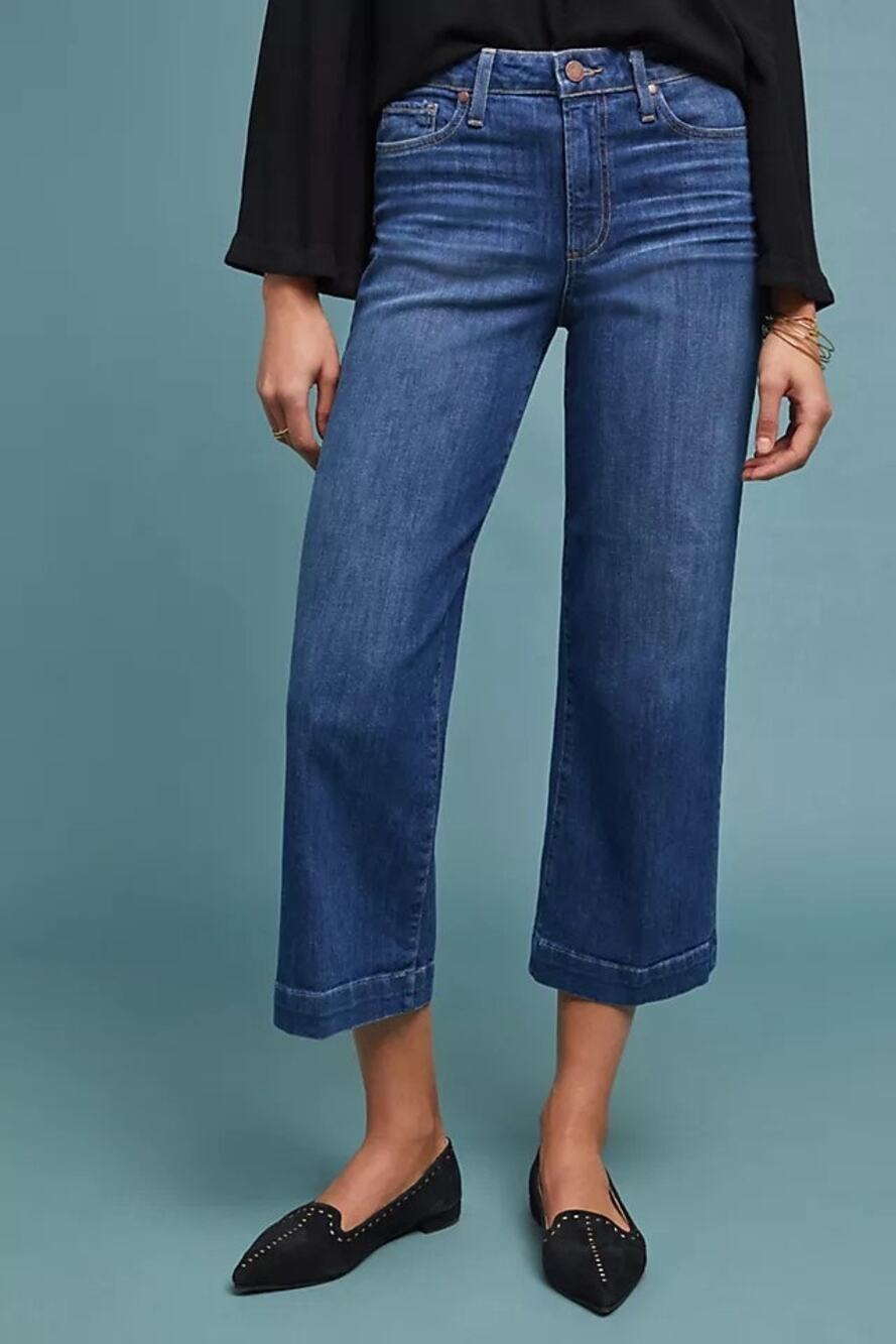 Paige Denim Nellie High Rise Culotte Jeans Sz 25 Dark Blue Wide Leg Nice!